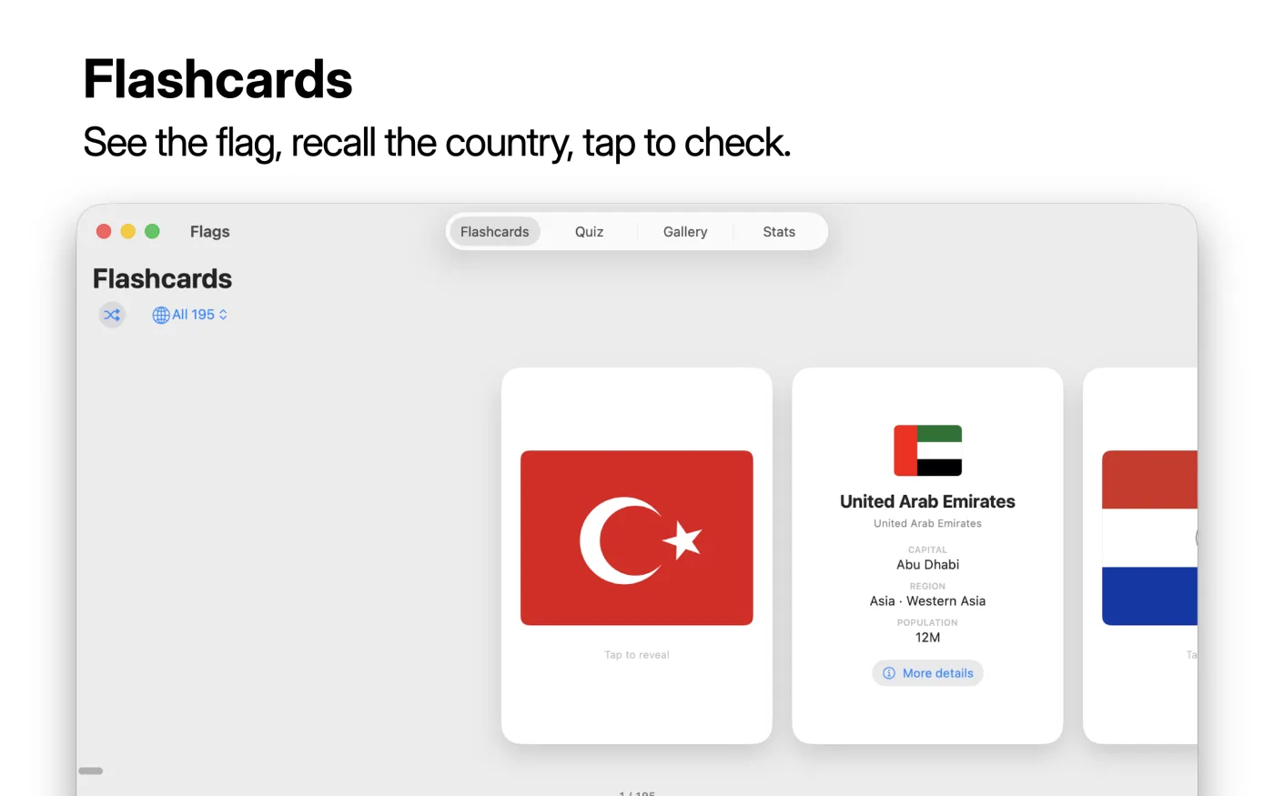 Flags running as a Mac app in its own window.