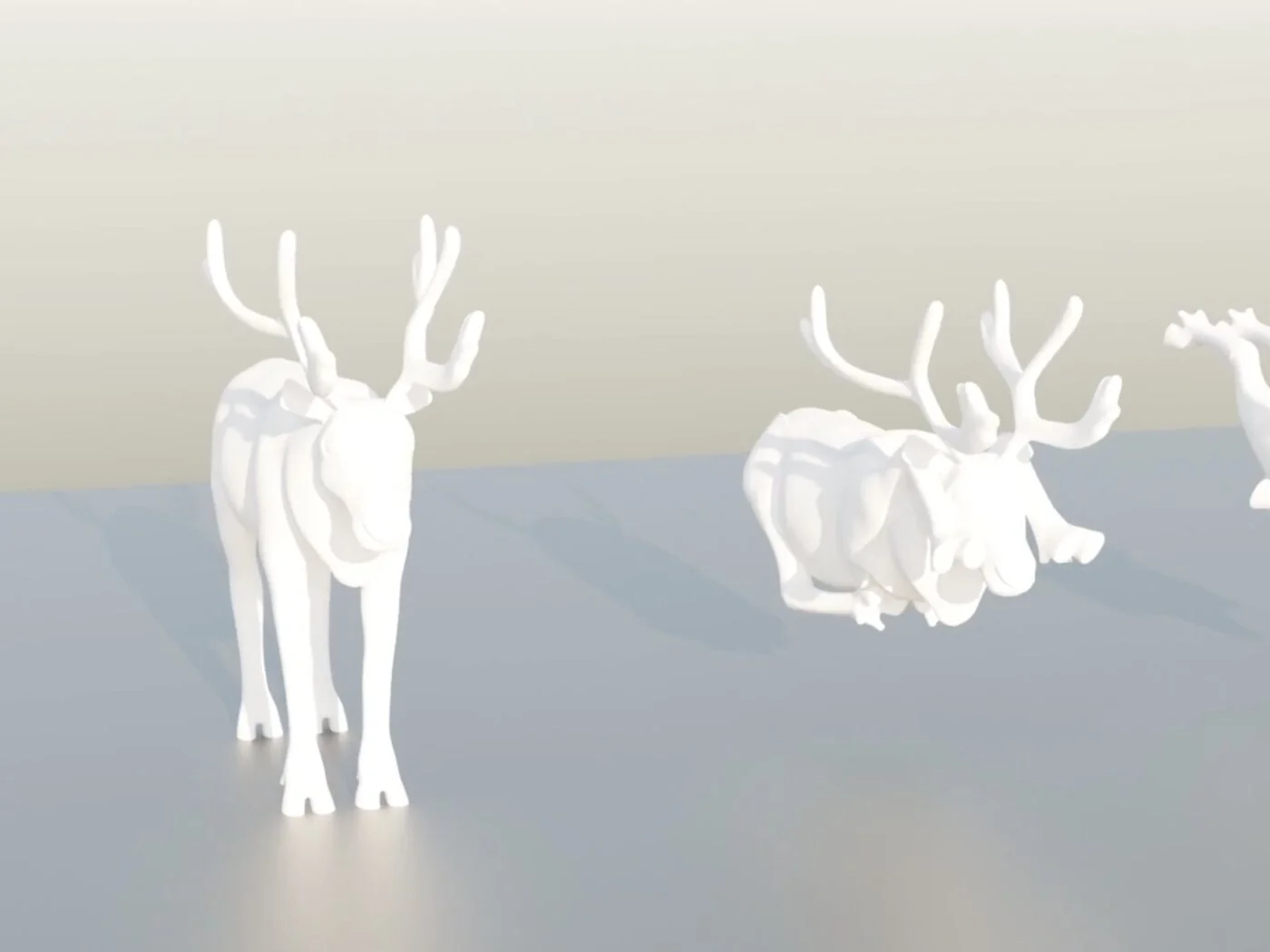 Blender renders of the reindeer flight postures we ran through the CFD study.