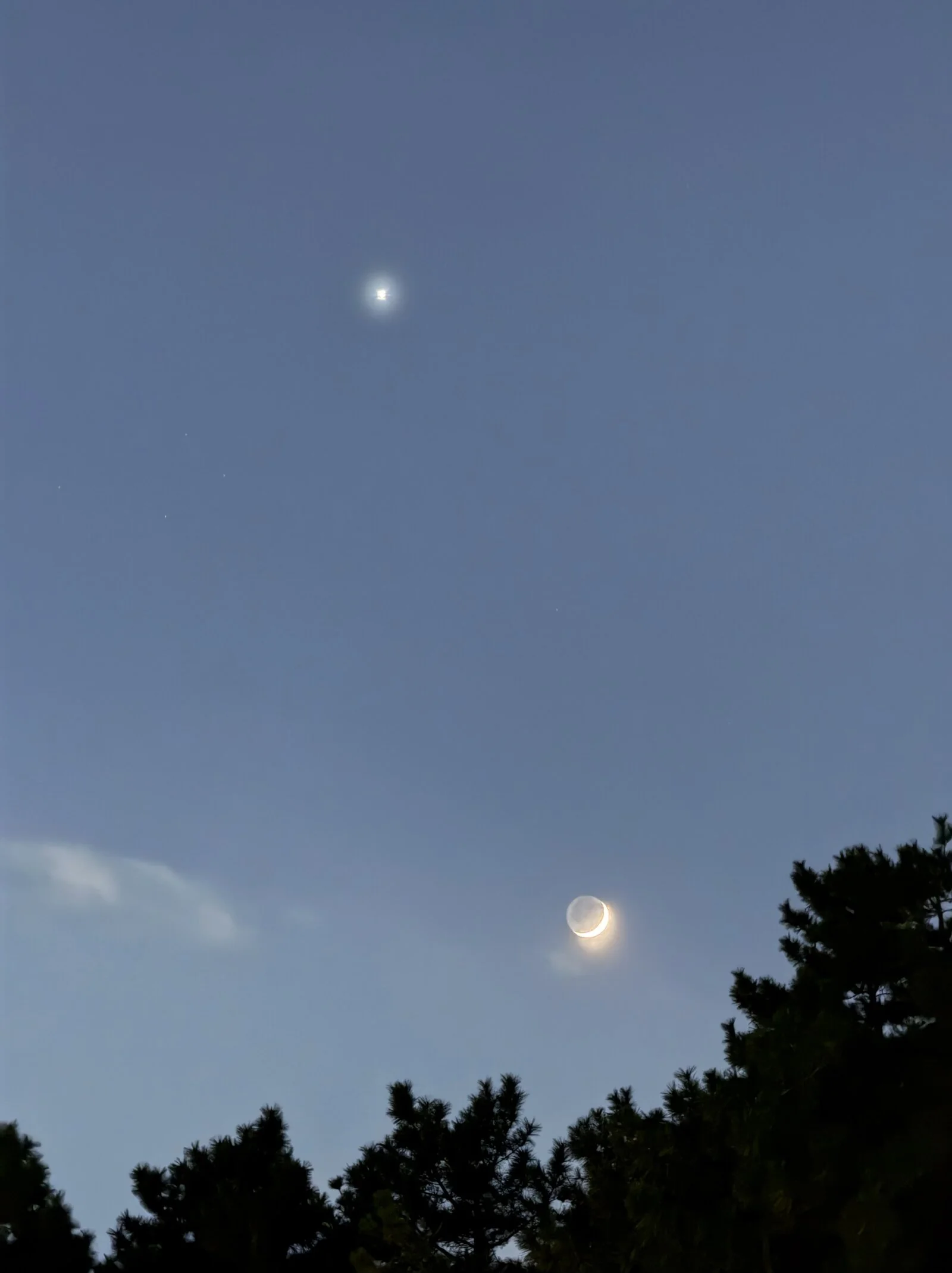 The Moon and Venus together in the night sky.